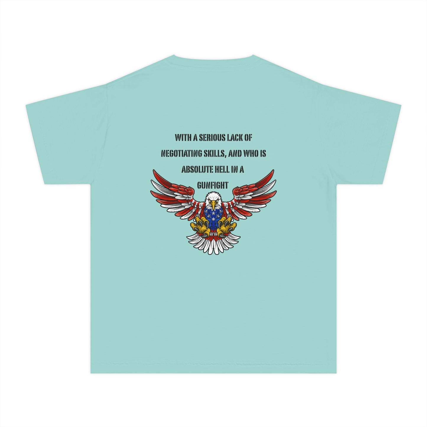 I am protected by a U.S. Soldier Youth Military-Inspired Tee: Proud Supporter Shirt, Patriotic Gift for Kids, Memorial Day, Veterans Day, Family Support Apparel