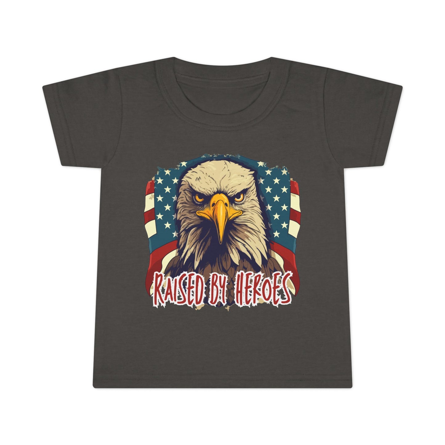 'Raised by Heroes' Patriotic Toddler T-Shirt, Tee for Kids, Eagle Design Shirt, Family Fourth of July Outfit, Gift for Young Patriots
