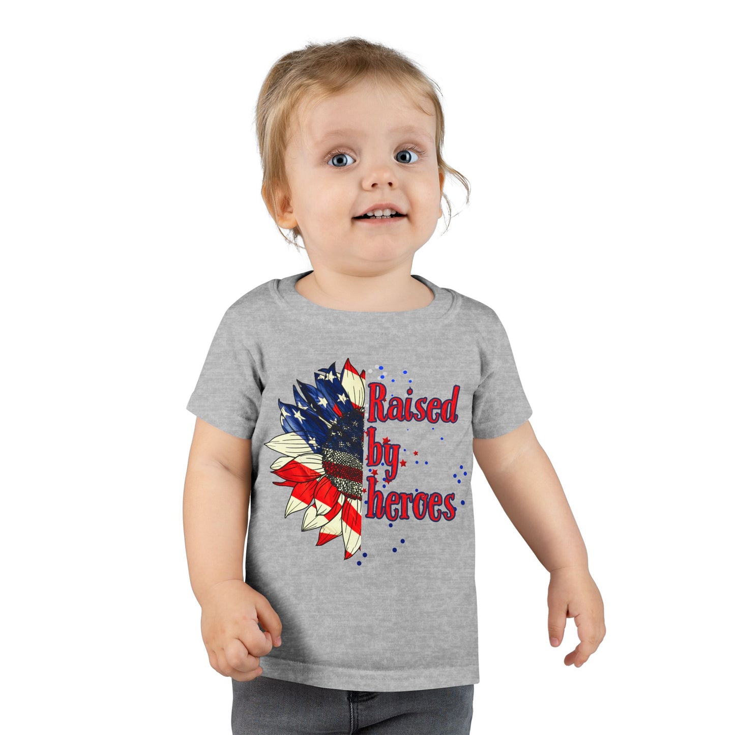 'Raised by Heroes' Toddler T-Shirt | Patriotic Kids Tee | Independence Day Gift, Memorial Day Outfit, Proud Family Apparel, Everyday Wear