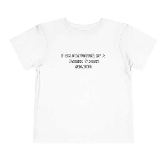 I Am Protected by a United States Soldier, Toddler Short Sleeve Tee - Military Pride, Cute Kid's Tee, Gift for Military Families, [...]