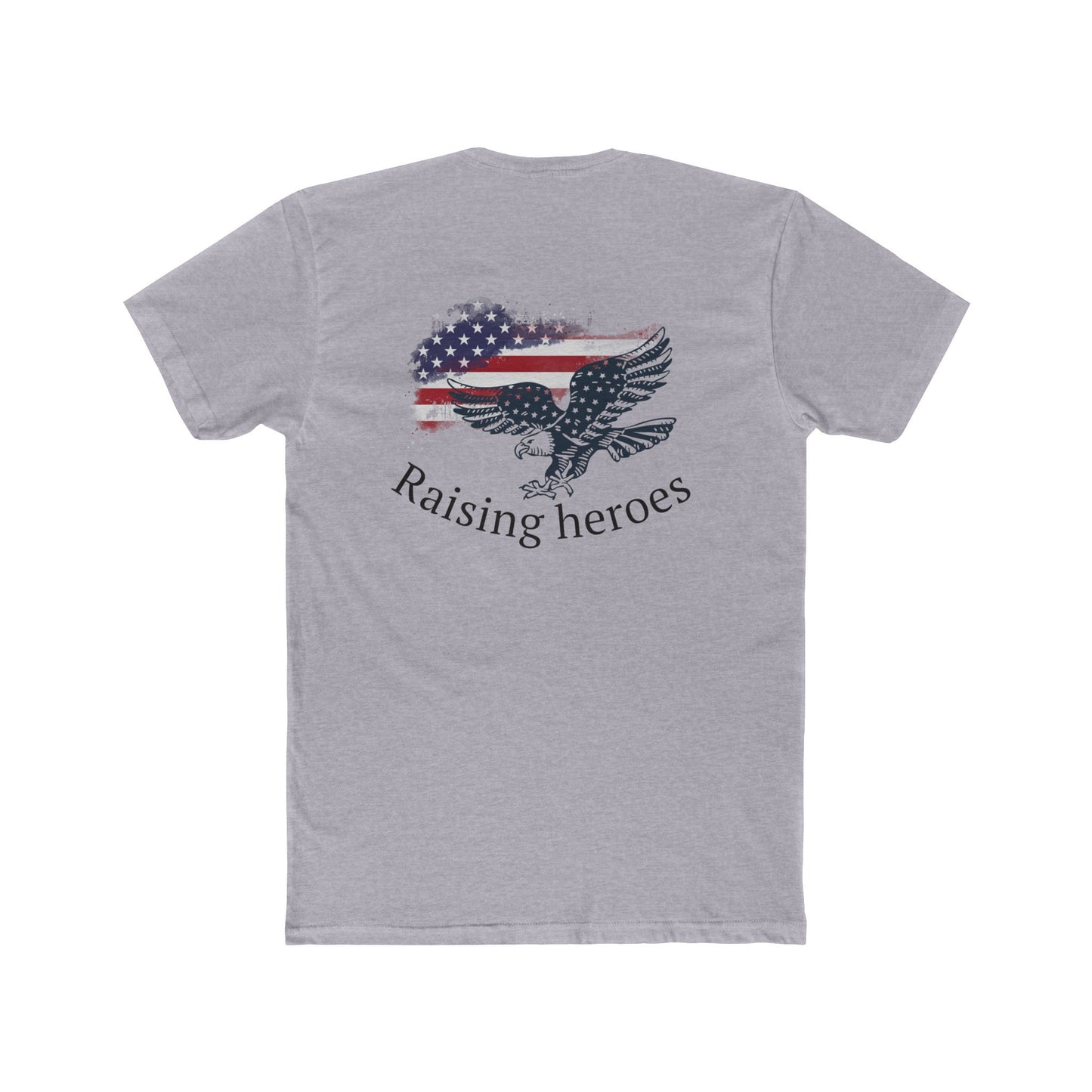 Raising Heroes Unisex Cotton Crew Tee - Vintage American Flag Design, Patriotic Gift, Comfy Tee, Perfect for Celebrations