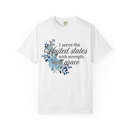 I Serve the United States Patriotic Floral T-Shirt - Veterans Gift, Unisex Casual Wear, Military Appreciation, Independence Day