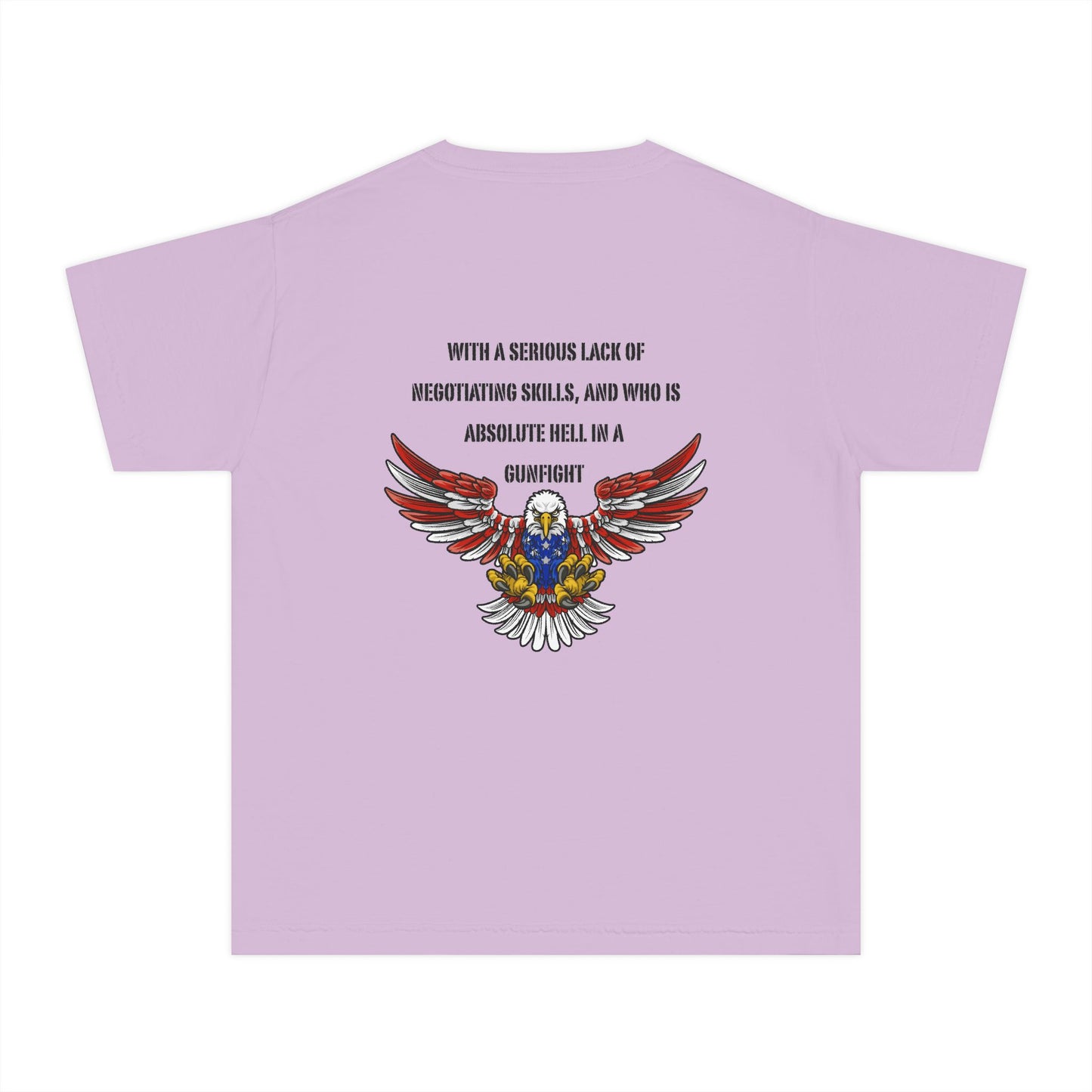 I am protected by a U.S. Soldier Youth Military-Inspired Tee: Proud Supporter Shirt, Patriotic Gift for Kids, Memorial Day, Veterans Day, Family Support Apparel