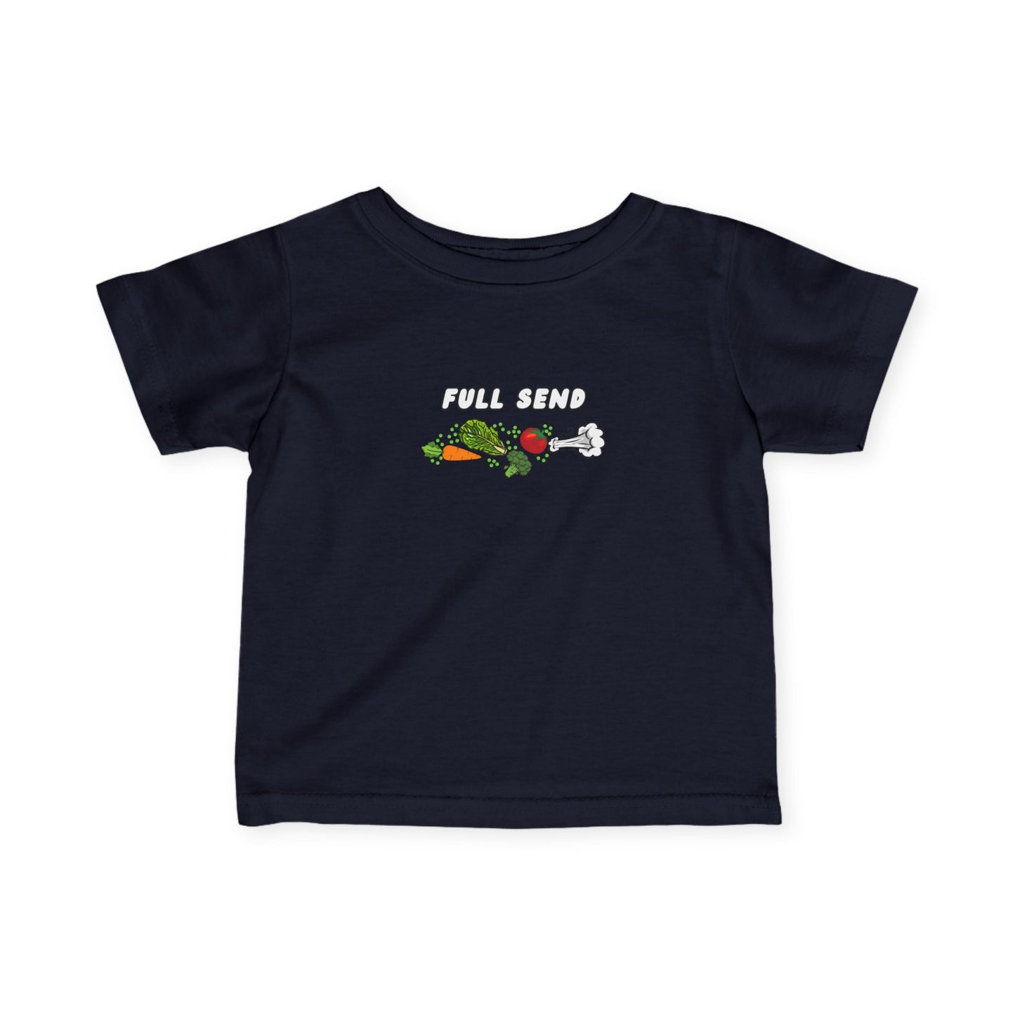 'Full Send' Playful Vegetable Theme Infant Tee, Cute Kids T-Shirt, Baby Shower Gift, Summer Apparel, Toddler Outfit