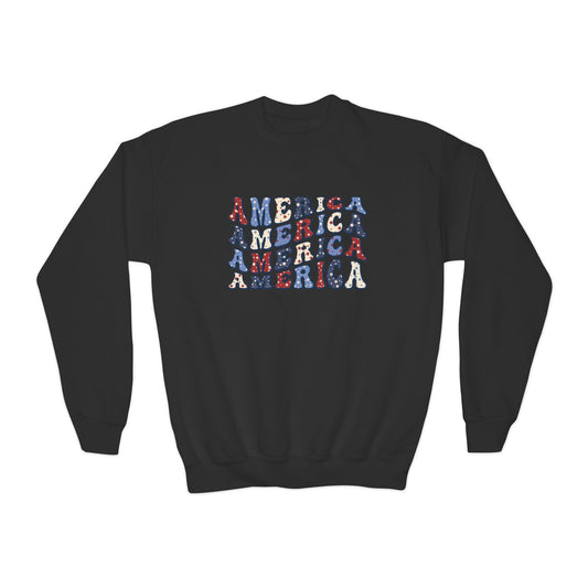 'America' USA Pride Youth Crewneck Sweatshirt