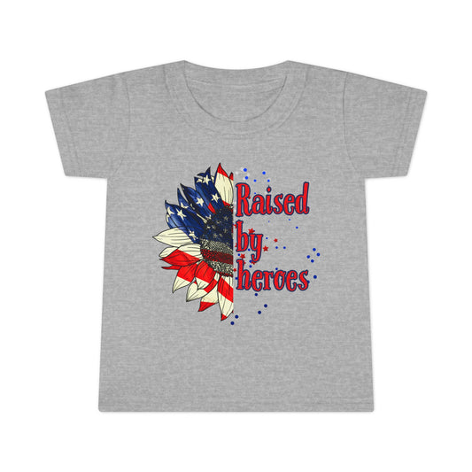 'Raised by Heroes' Toddler T-Shirt | Patriotic Kids Tee | Independence Day Gift, Memorial Day Outfit, Proud Family Apparel, Everyday Wear