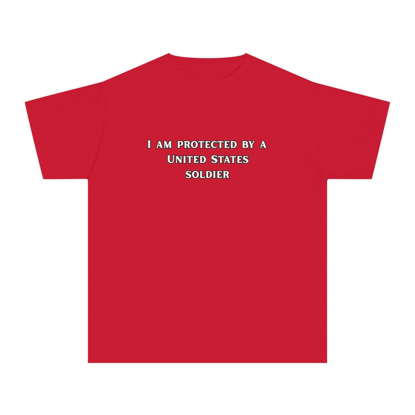 Protected by a U.S. Soldier Youth Midweight Tee - Perfect for Military Families, Patriotic Events, Gifts, and Everyday Wear, Apparel, [...]