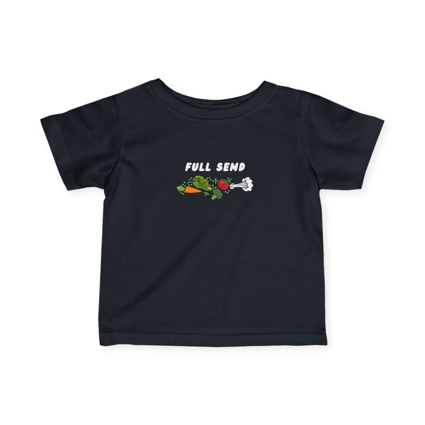 'Full Send' Playful Vegetable Theme Infant Tee, Cute Kids T-Shirt, Baby Shower Gift, Summer Apparel, Toddler Outfit
