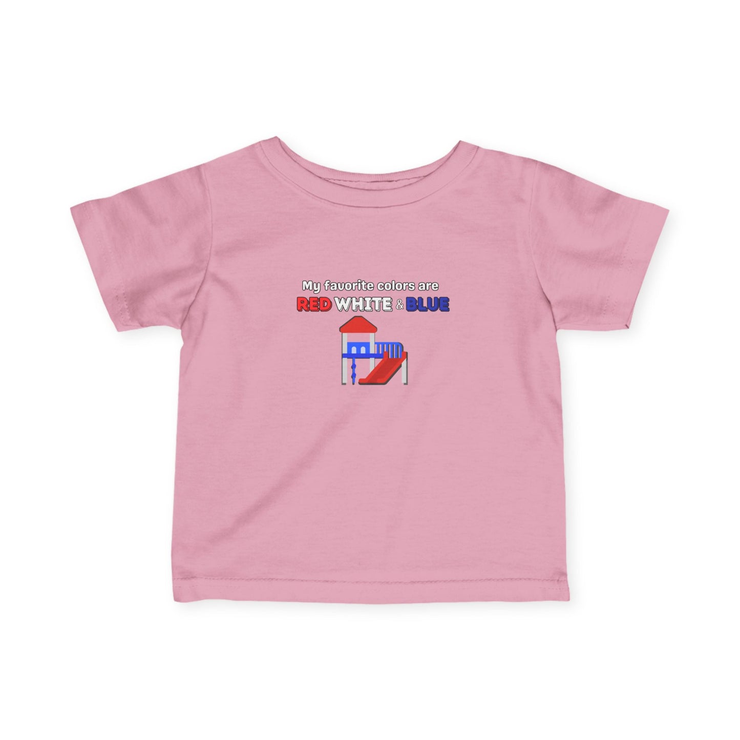 'My Favorite Colors are Red White Blue' Infant Fine Jersey Tee with Red and Blue Design - Cute Baby Shirt, Toddler T-Shirt, Summer Outfit, Baby Gift, 4th of July Apparel