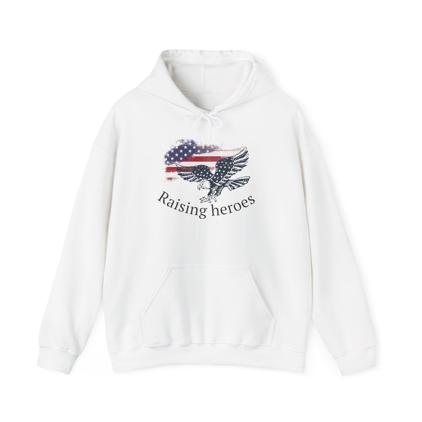 'Raising Heroes' Eagle Hoodie - Patriotic Apparel, Flag Clothing, Unisex Casual Wear, Gift for Military/Law Enforcement Families