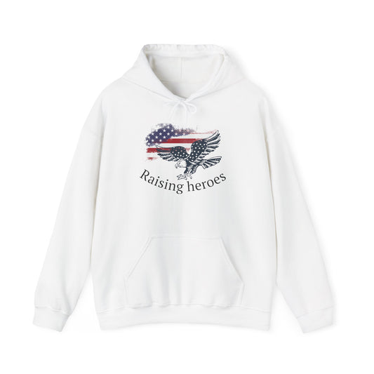 'Raising Heroes' Eagle Hoodie - Patriotic Apparel, Flag Clothing, Unisex Casual Wear, Gift for Military/Law Enforcement Families