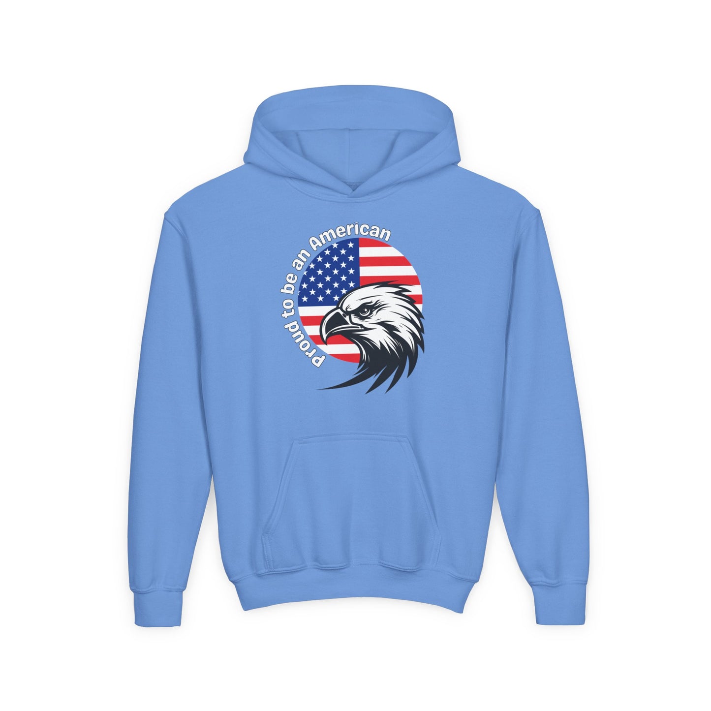 'Proud to be an American' Youth Eagle Patriot Hoodie, American Flag Sweatshirt, Perfect for Veterans Day, Gift for Patriotic Teens, USA Pride Apparel