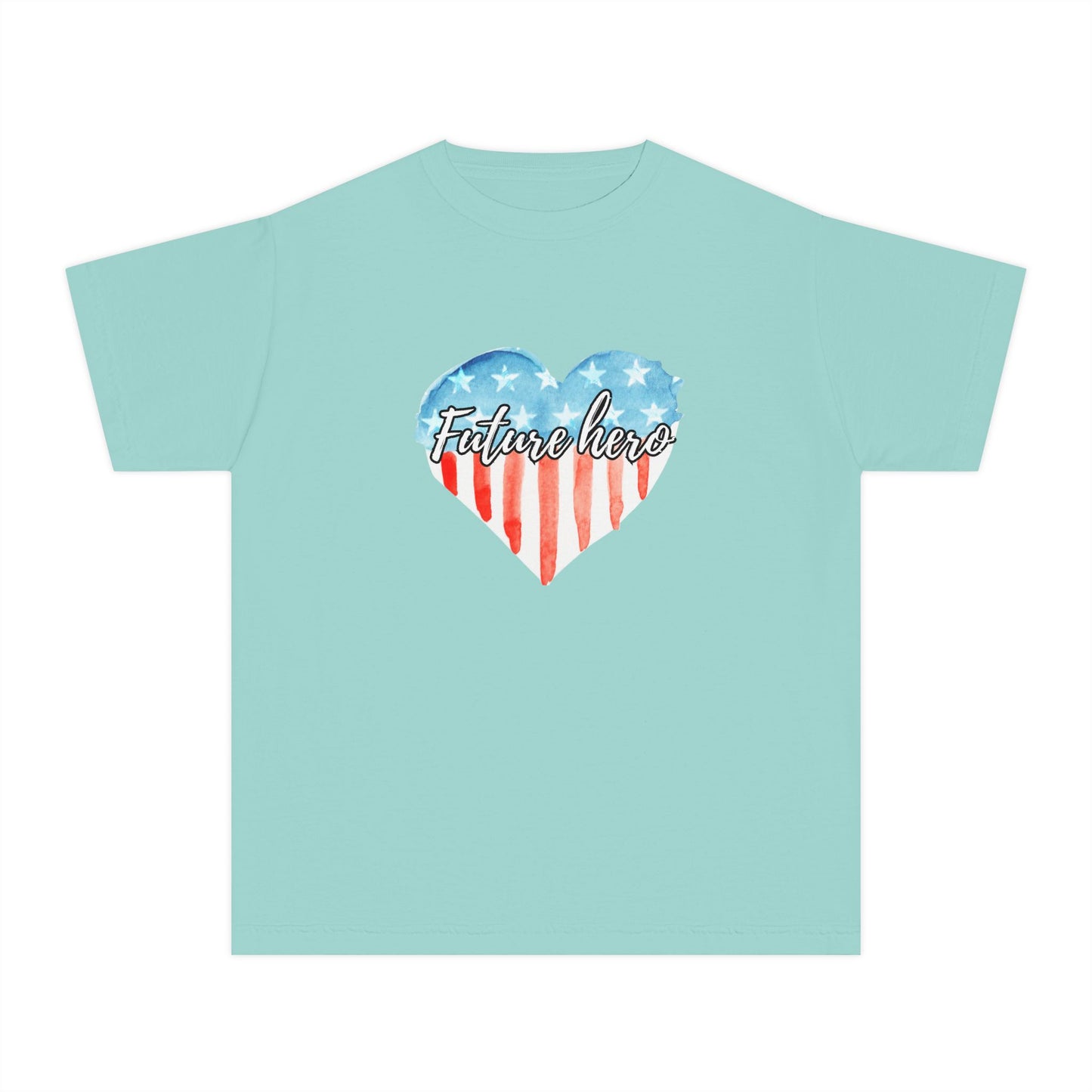 Future Hero Youth Midweight T-Shirt for Kids, Patriotic Heart Design, Independence Day Gift, Summer Activewear, American [...]