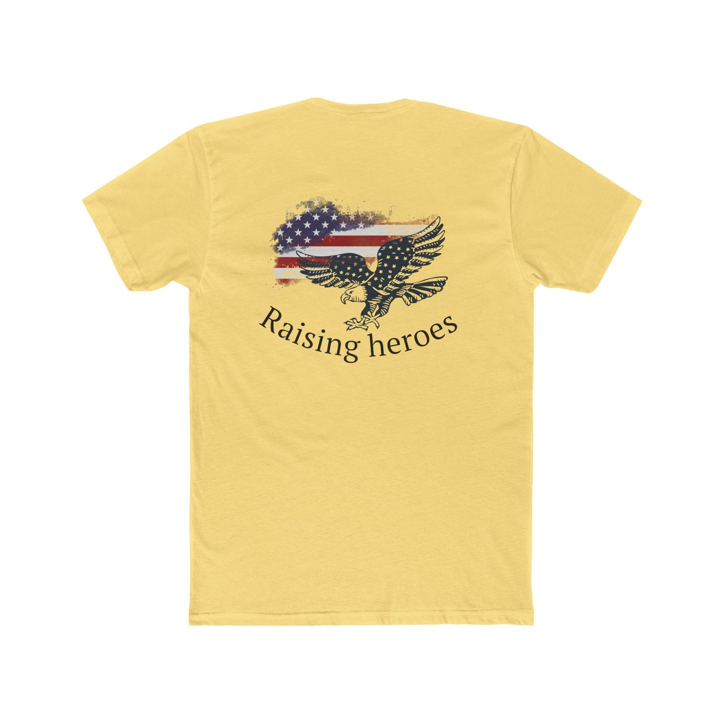 Raising Heroes Unisex Cotton Crew Tee - Vintage American Flag Design, Patriotic Gift, Comfy Tee, Perfect for Celebrations