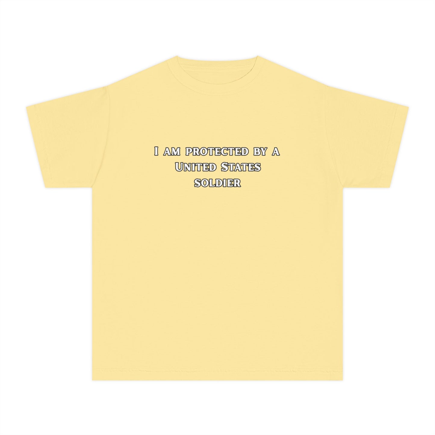 Protected by a U.S. Soldier Youth Midweight Tee - Perfect for Military Families, Patriotic Events, Gifts, and Everyday Wear, Apparel, [...]