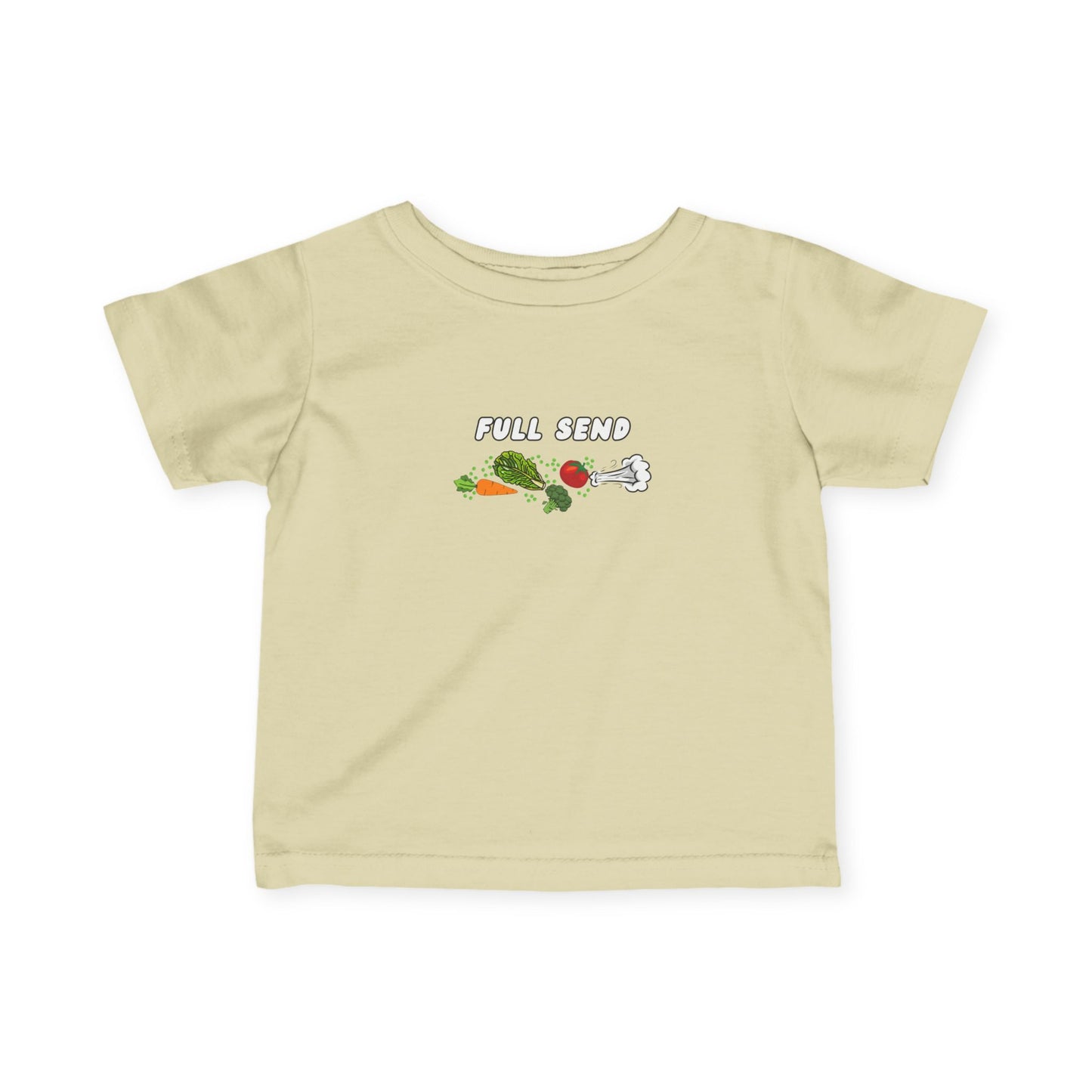 'Full Send' Playful Vegetable Theme Infant Tee, Cute Kids T-Shirt, Baby Shower Gift, Summer Apparel, Toddler Outfit