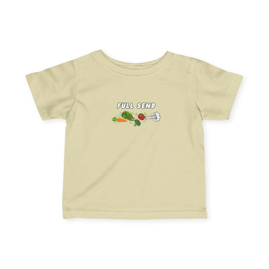 'Full Send' Playful Vegetable Theme Infant Tee, Cute Kids T-Shirt, Baby Shower Gift, Summer Apparel, Toddler Outfit