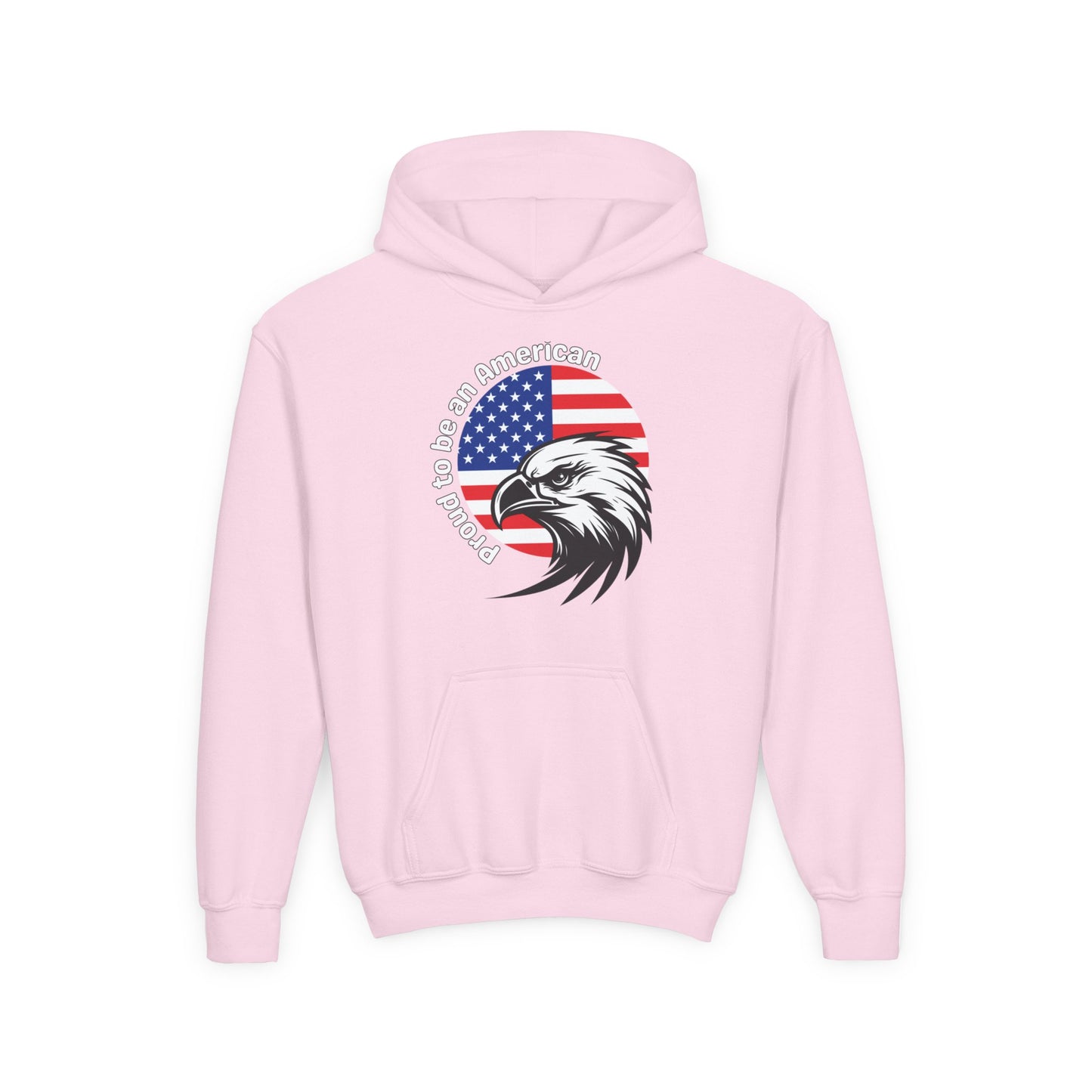'Proud to be an American' Youth Eagle Patriot Hoodie, American Flag Sweatshirt, Perfect for Veterans Day, Gift for Patriotic Teens, USA Pride Apparel