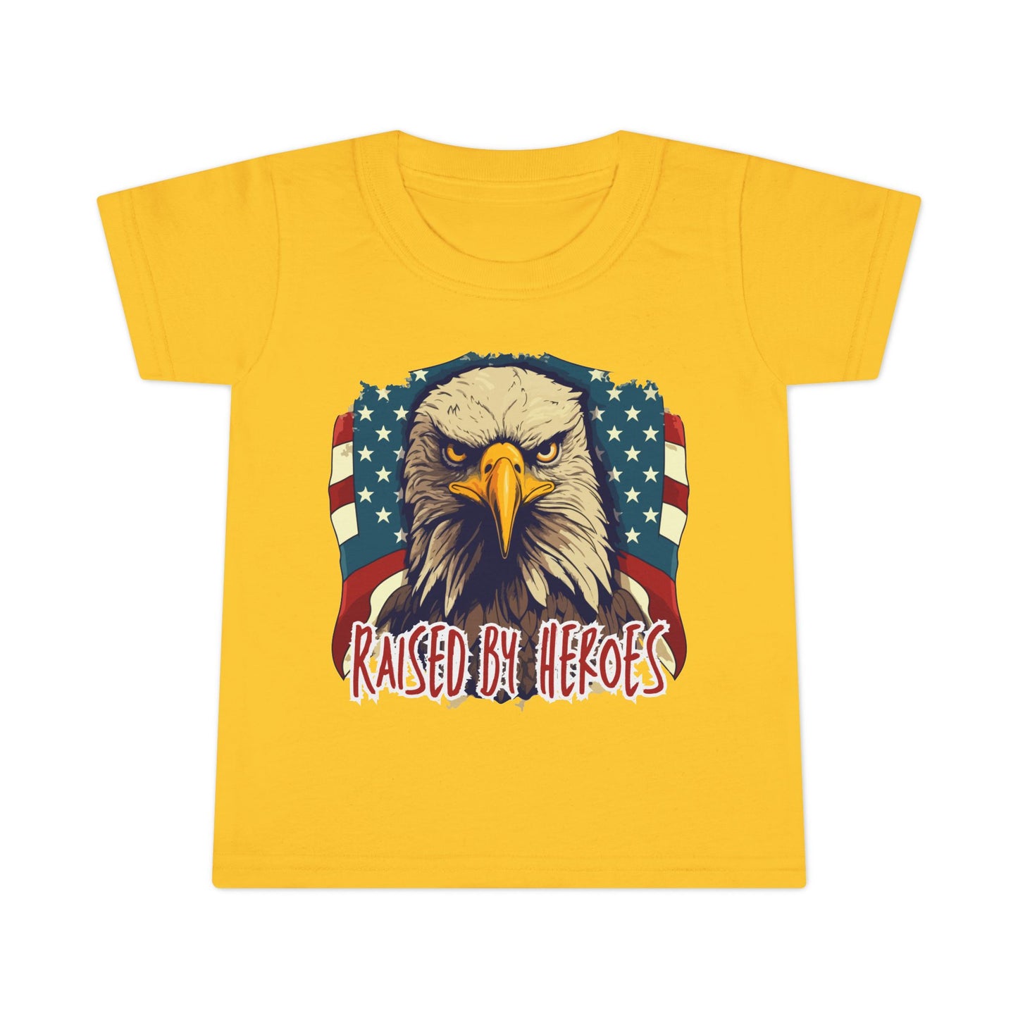 'Raised by Heroes' Patriotic Toddler T-Shirt, Tee for Kids, Eagle Design Shirt, Family Fourth of July Outfit, Gift for Young Patriots