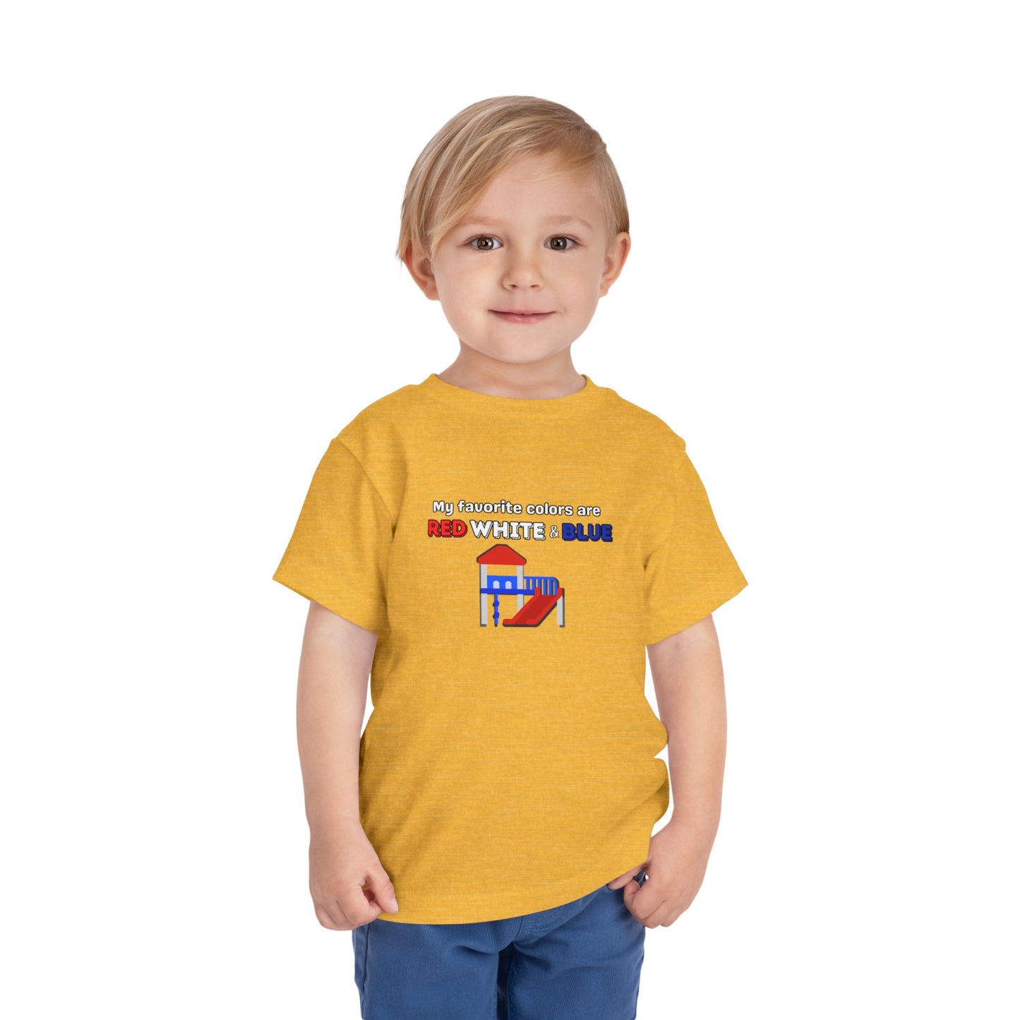 My Favorite Colors are Red White and Blue - Patriotic Toddler Tee with Fun Colors, Kids Independence Day Shirt, Toddler Summer Outfit, Boys & Girls Tee