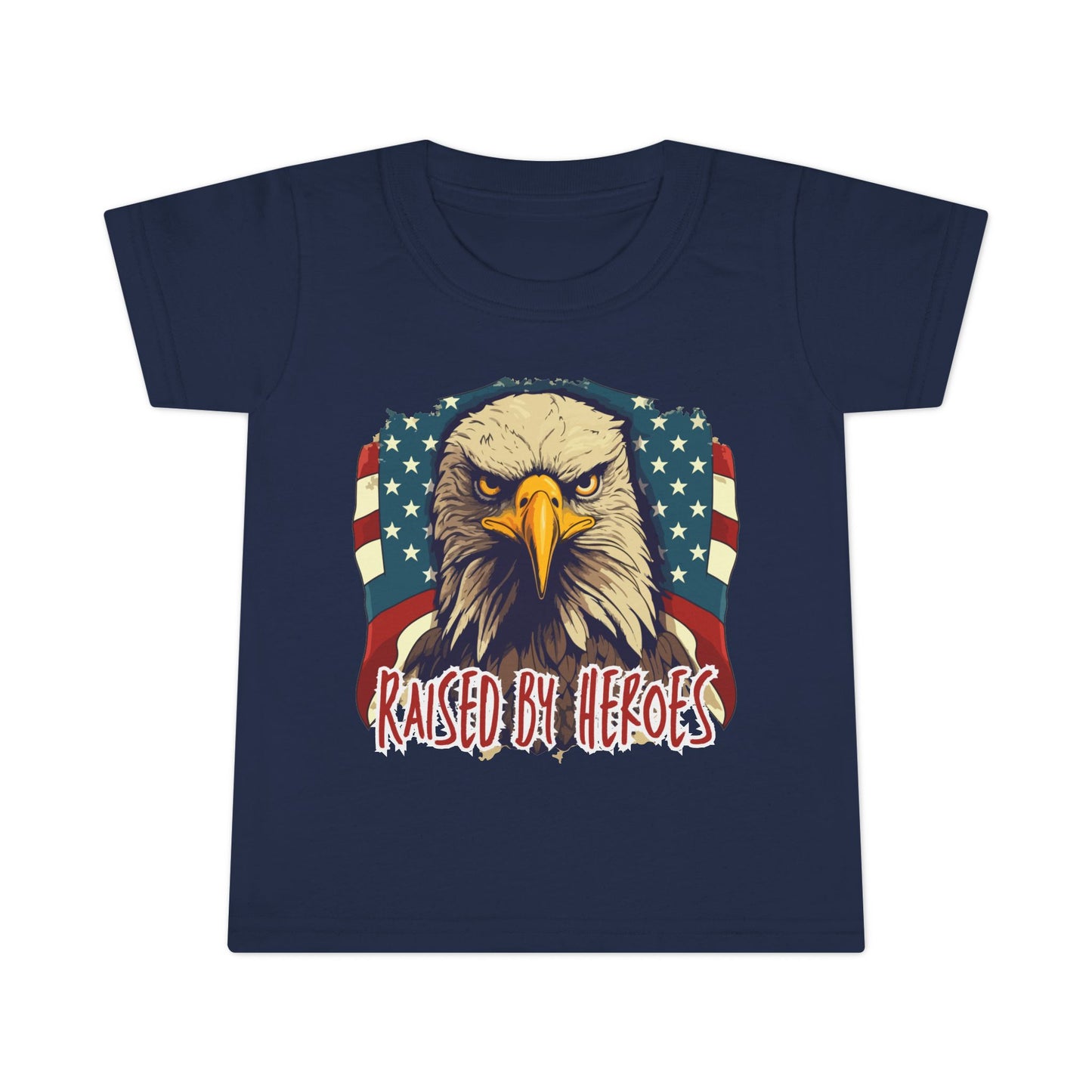 'Raised by Heroes' Patriotic Toddler T-Shirt, Tee for Kids, Eagle Design Shirt, Family Fourth of July Outfit, Gift for Young Patriots