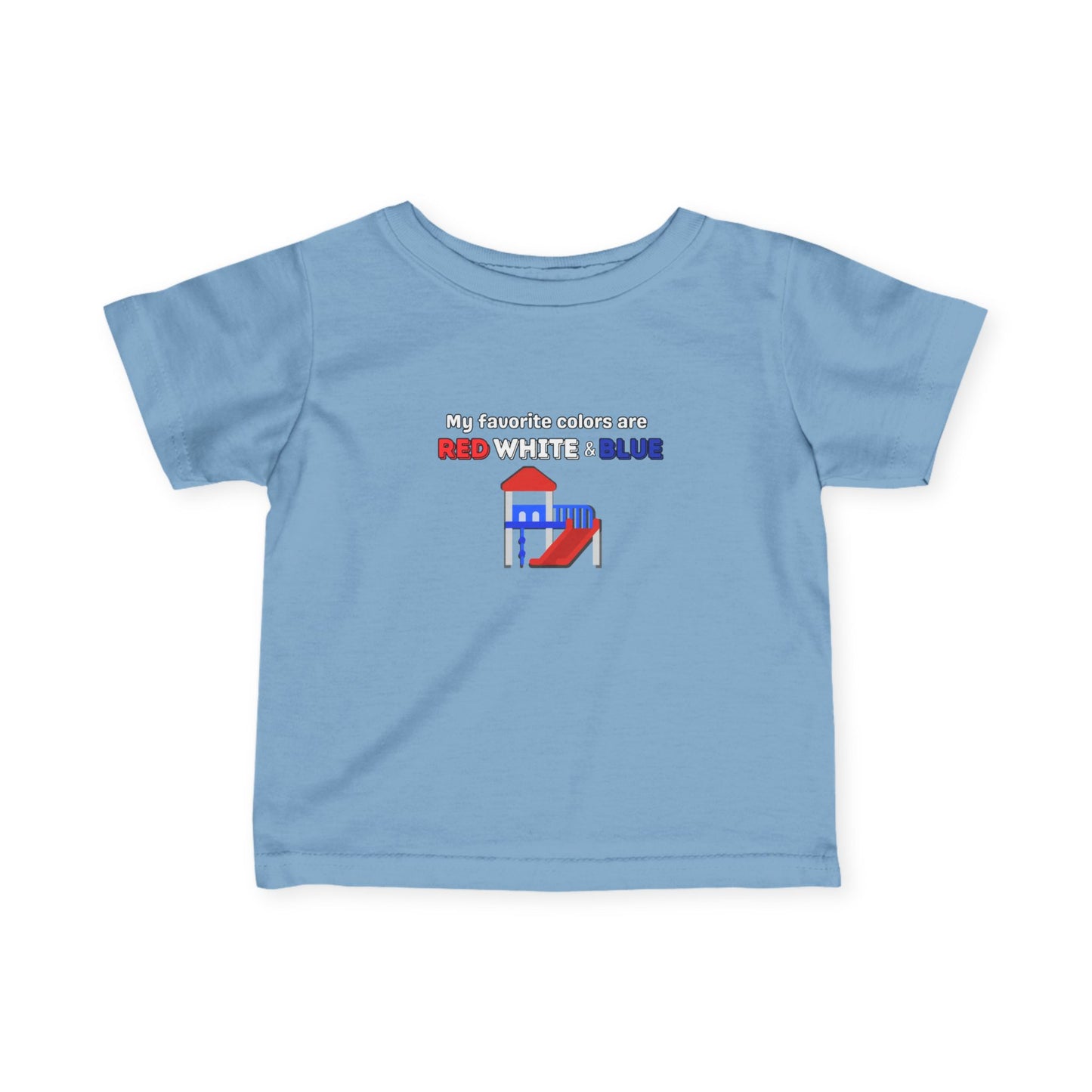 'My Favorite Colors are Red White Blue' Infant Fine Jersey Tee with Red and Blue Design - Cute Baby Shirt, Toddler T-Shirt, Summer Outfit, Baby Gift, 4th of July Apparel