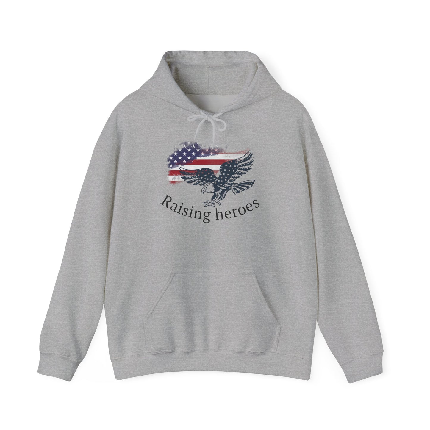 'Raising Heroes' Eagle Hoodie - Patriotic Apparel, Flag Clothing, Unisex Casual Wear, Gift for Military/Law Enforcement Families