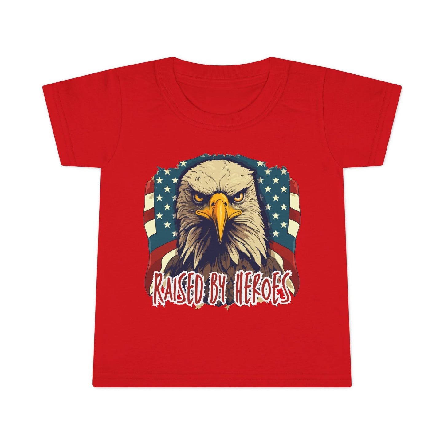 'Raised by Heroes' Patriotic Toddler T-Shirt, Tee for Kids, Eagle Design Shirt, Family Fourth of July Outfit, Gift for Young Patriots