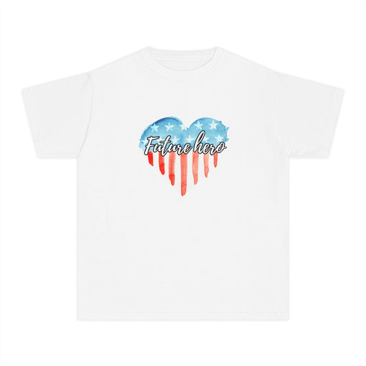 Future Hero Youth Midweight T-Shirt for Kids, Patriotic Heart Design, Independence Day Gift, Summer Activewear, American [...]