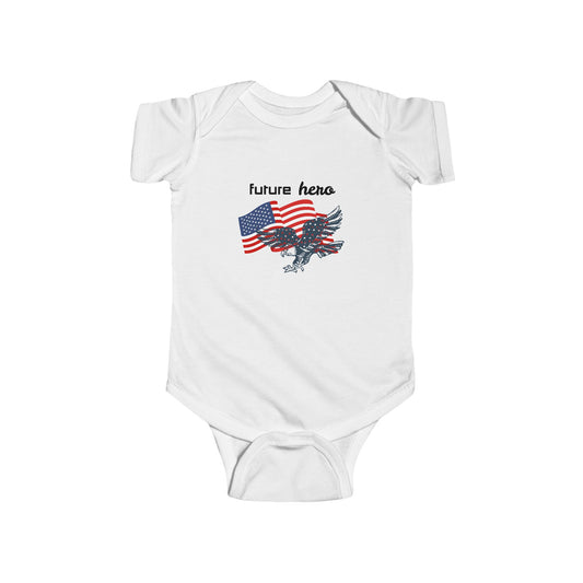'Future Hero' Infant Bodysuit - Adorable Baby Outfit, American Flag Theme, Perfect for Baby Showers, 4th of July, Everyday Wear, Gift Idea