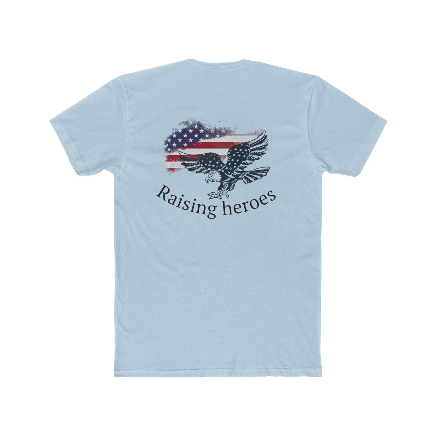 Raising Heroes Unisex Cotton Crew Tee - Vintage American Flag Design, Patriotic Gift, Comfy Tee, Perfect for Celebrations