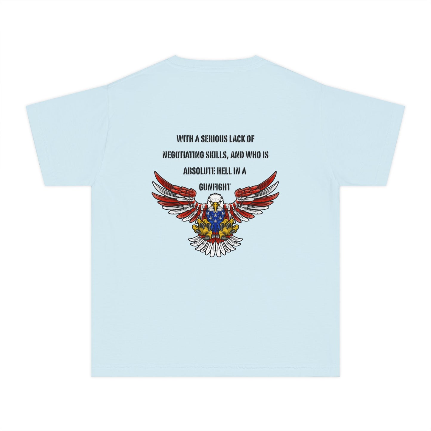 I am protected by a U.S. Soldier Youth Military-Inspired Tee: Proud Supporter Shirt, Patriotic Gift for Kids, Memorial Day, Veterans Day, Family Support Apparel