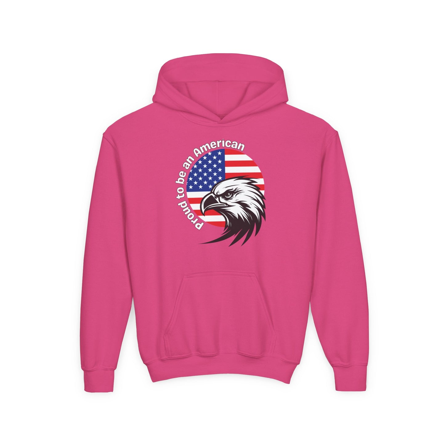 'Proud to be an American' Youth Eagle Patriot Hoodie, American Flag Sweatshirt, Perfect for Veterans Day, Gift for Patriotic Teens, USA Pride Apparel