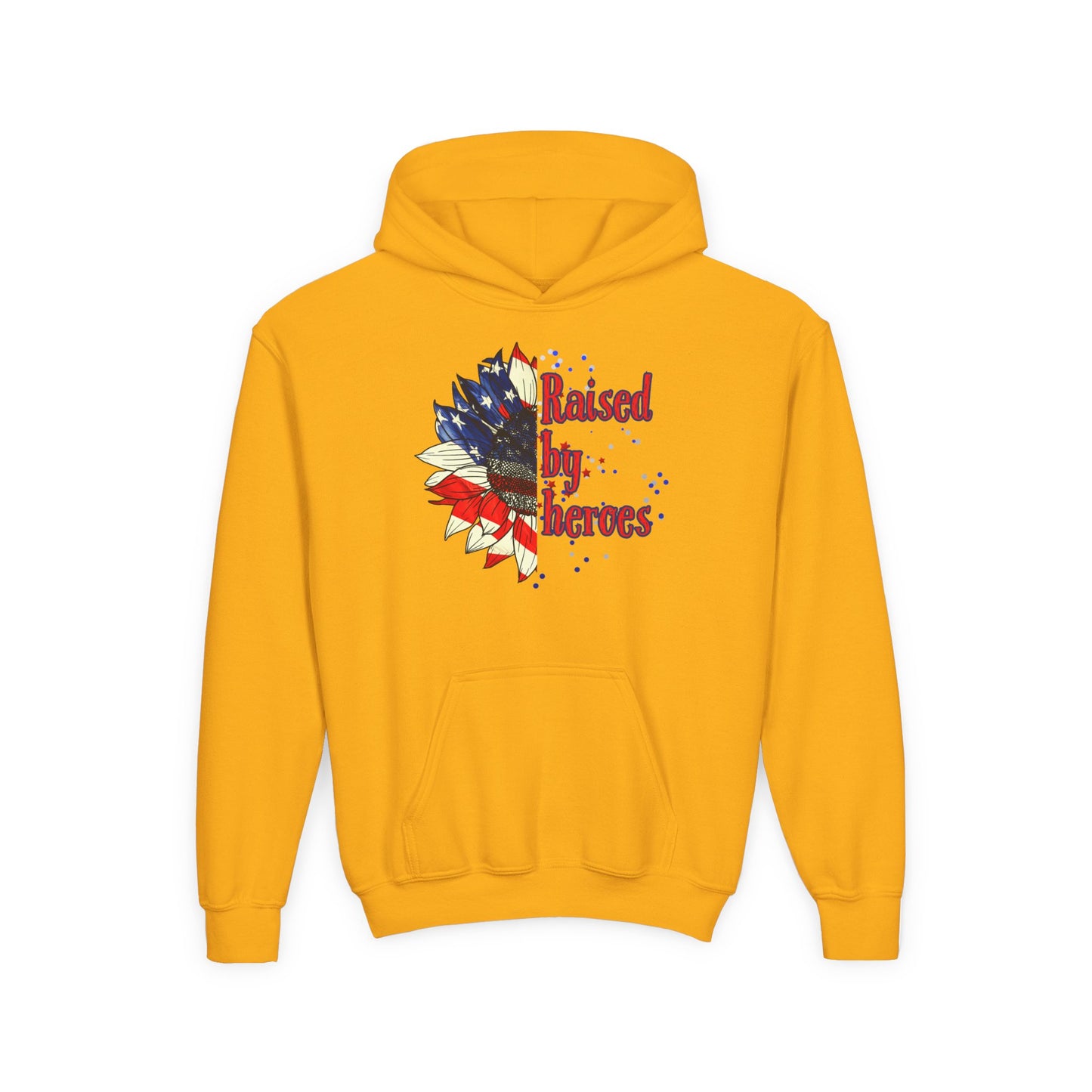 'Raised by Heroes' Youth hoodie, Gift for Kids, Memorial Day, Independence Day, Comfort Wear, Youth Apparel