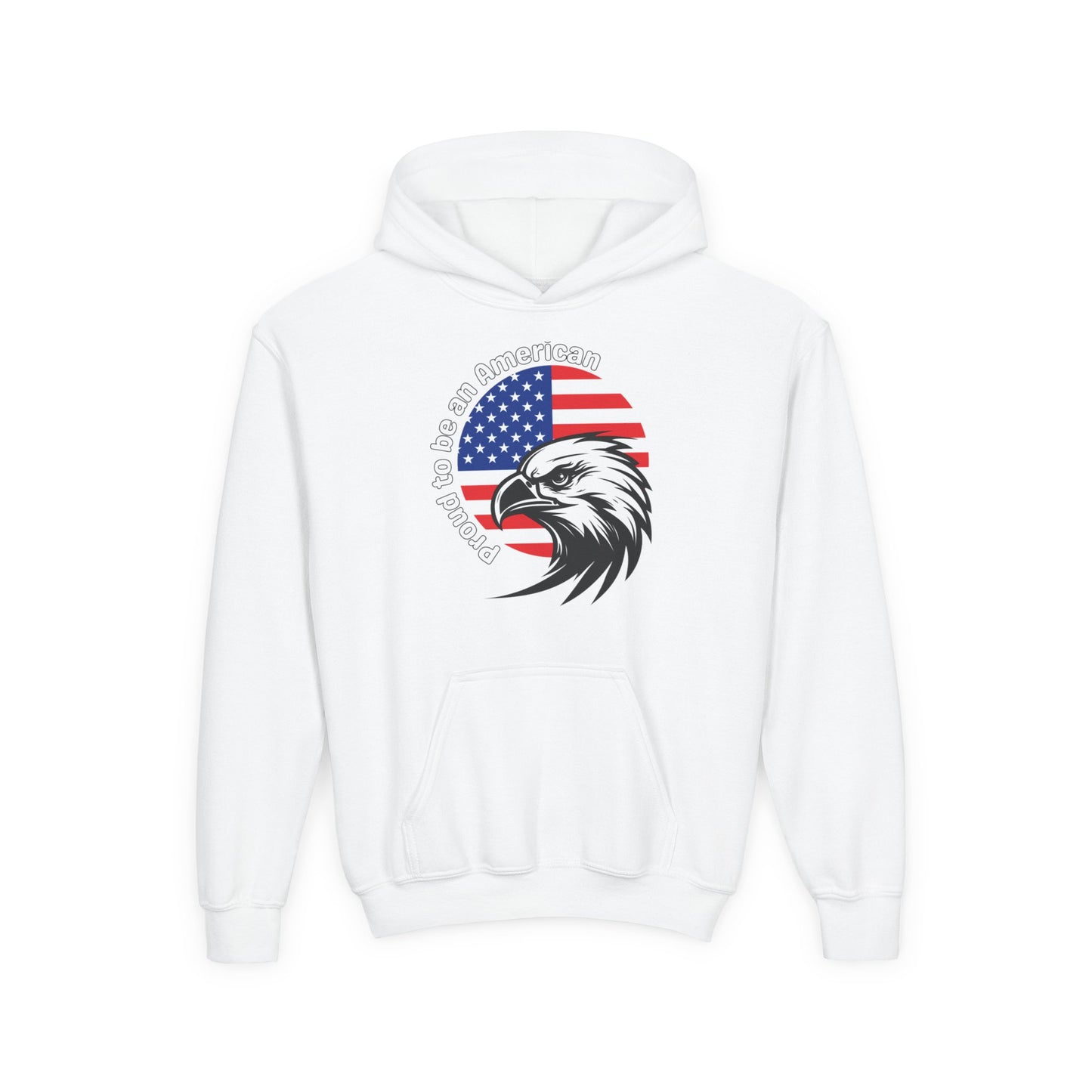 'Proud to be an American' Youth Eagle Patriot Hoodie, American Flag Sweatshirt, Perfect for Veterans Day, Gift for Patriotic Teens, USA Pride Apparel