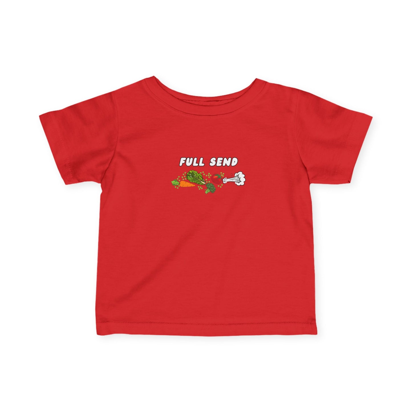 'Full Send' Playful Vegetable Theme Infant Tee, Cute Kids T-Shirt, Baby Shower Gift, Summer Apparel, Toddler Outfit