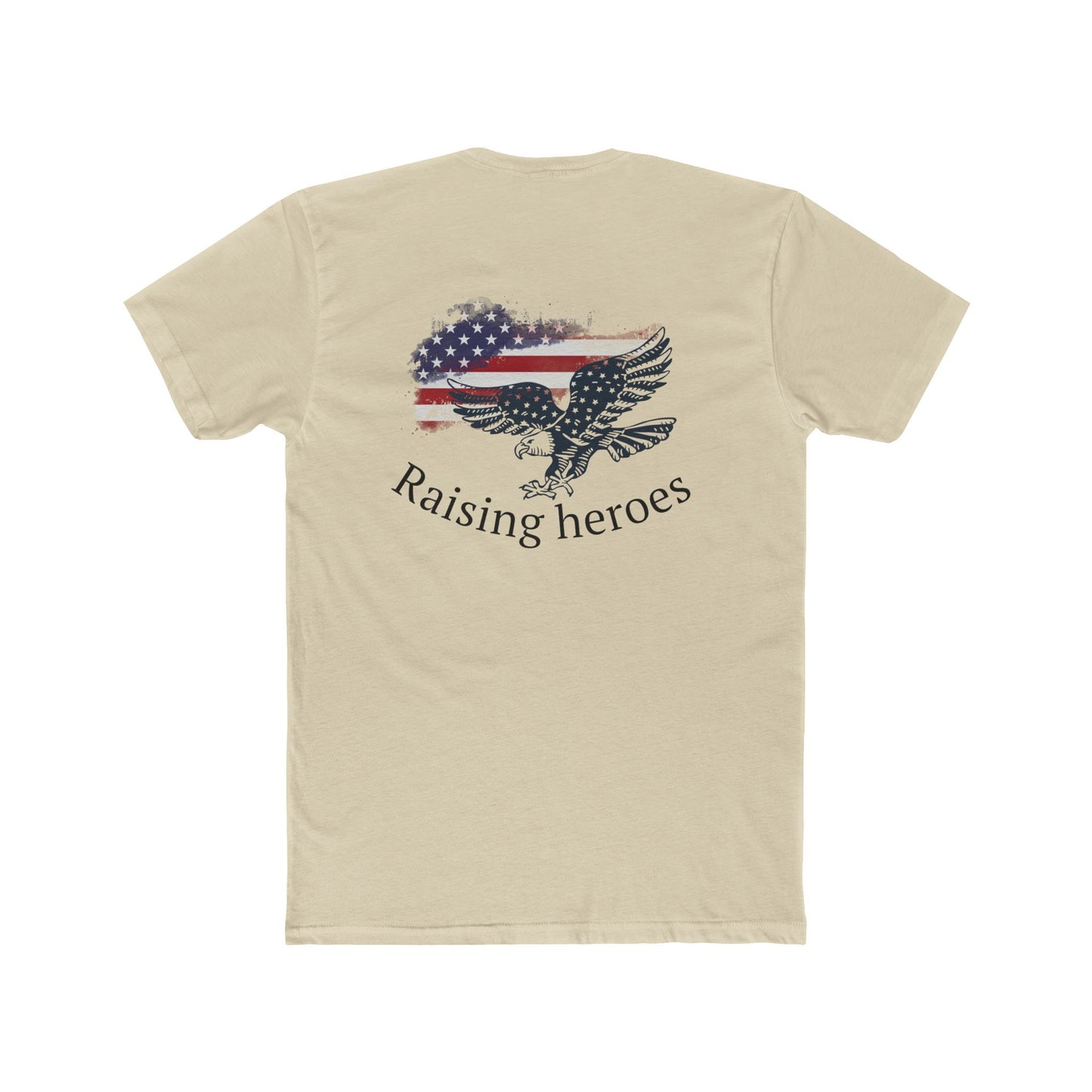 Raising Heroes Unisex Cotton Crew Tee - Vintage American Flag Design, Patriotic Gift, Comfy Tee, Perfect for Celebrations