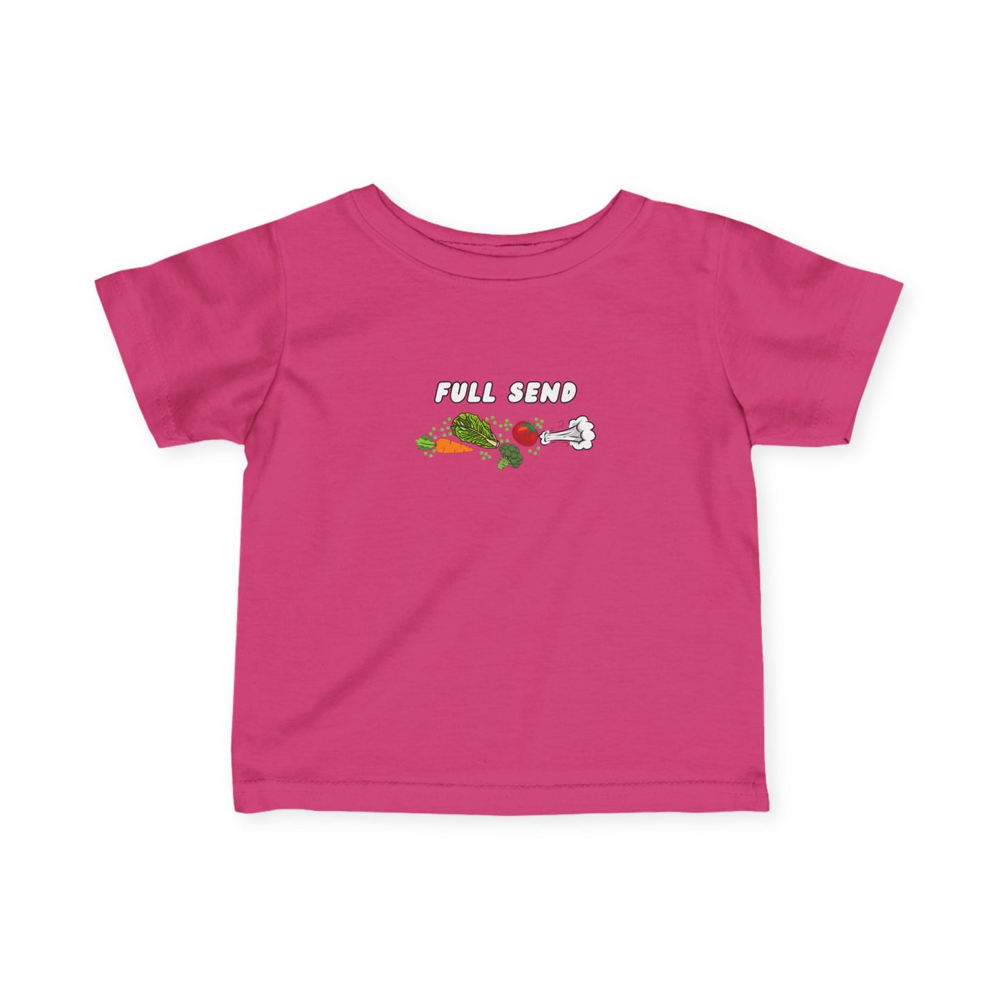 'Full Send' Playful Vegetable Theme Infant Tee, Cute Kids T-Shirt, Baby Shower Gift, Summer Apparel, Toddler Outfit