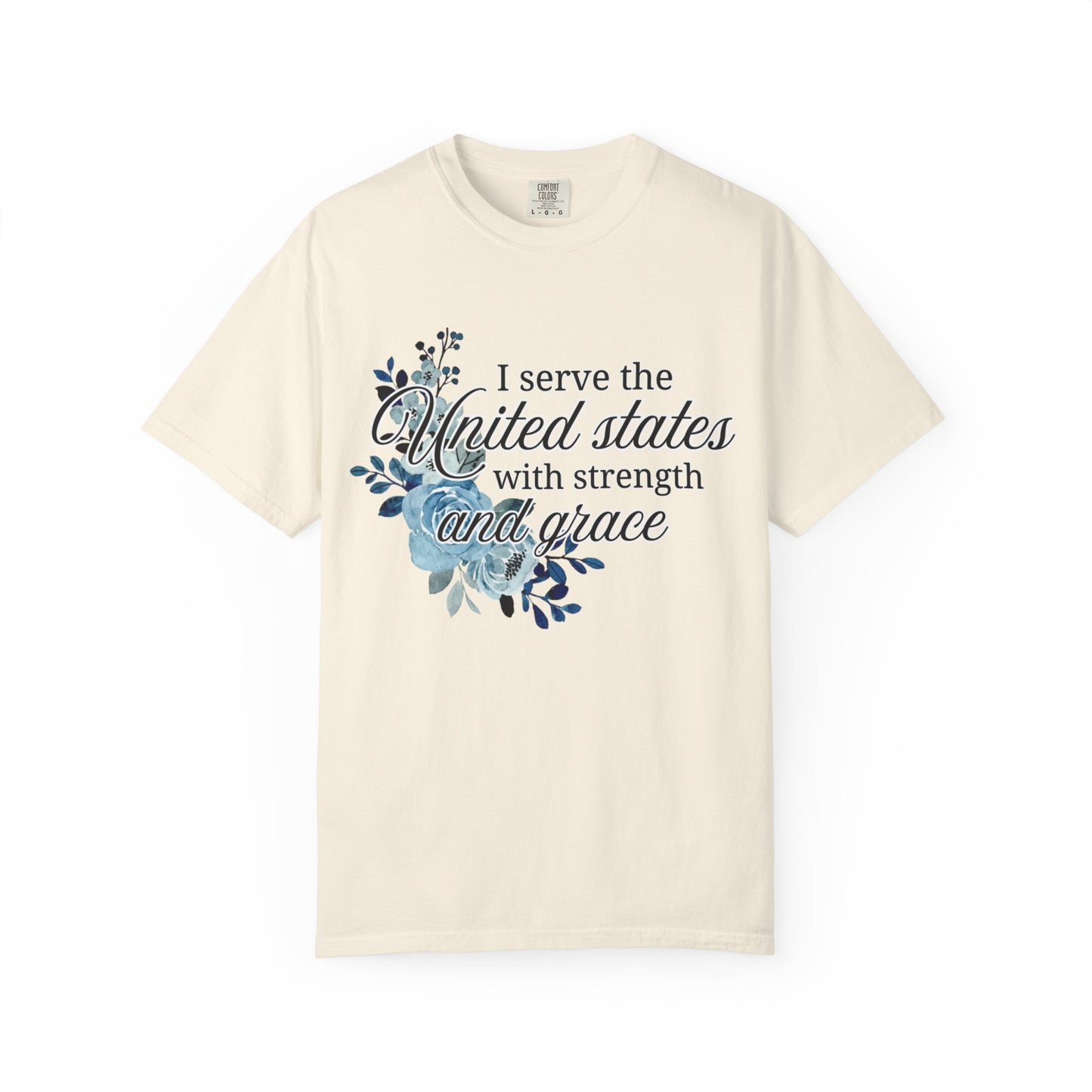 I Serve the United States Patriotic Floral T-Shirt - Veterans Gift, Unisex Casual Wear, Military Appreciation, Independence Day