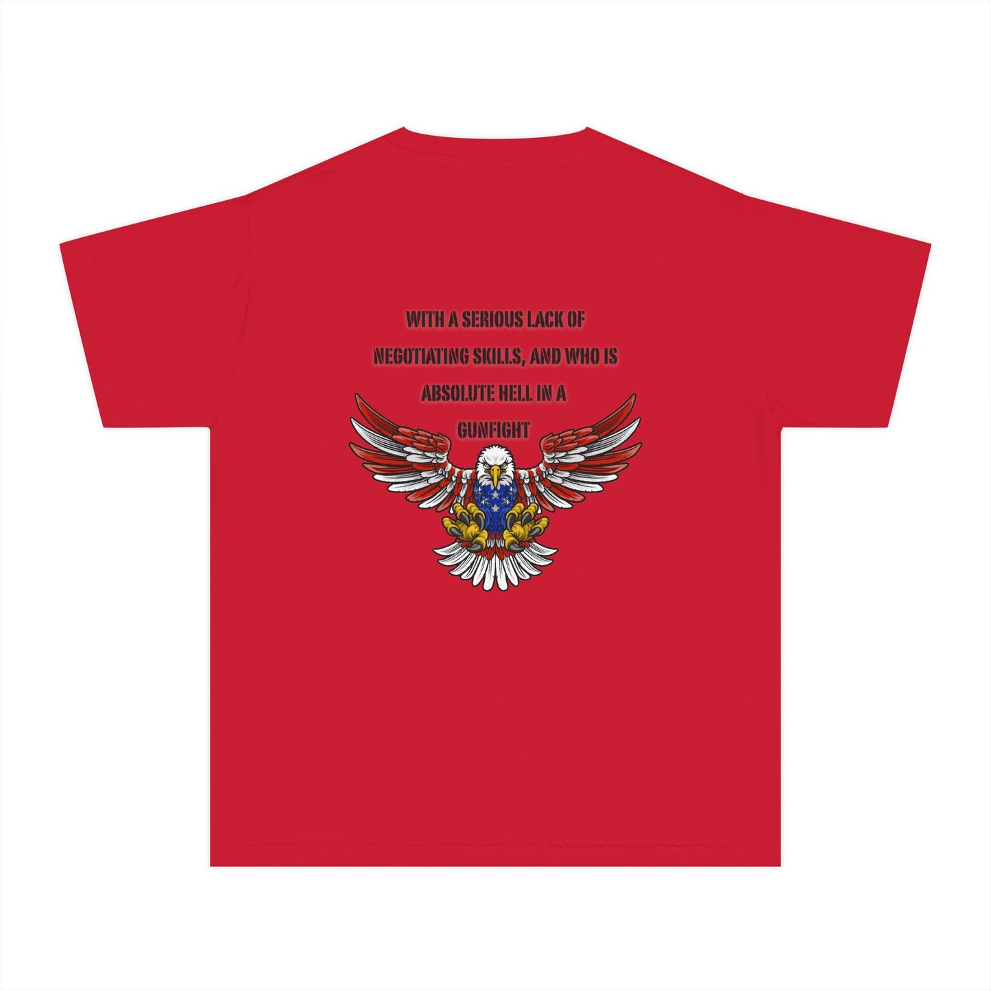 I am protected by a U.S. Soldier Youth Military-Inspired Tee: Proud Supporter Shirt, Patriotic Gift for Kids, Memorial Day, Veterans Day, Family Support Apparel
