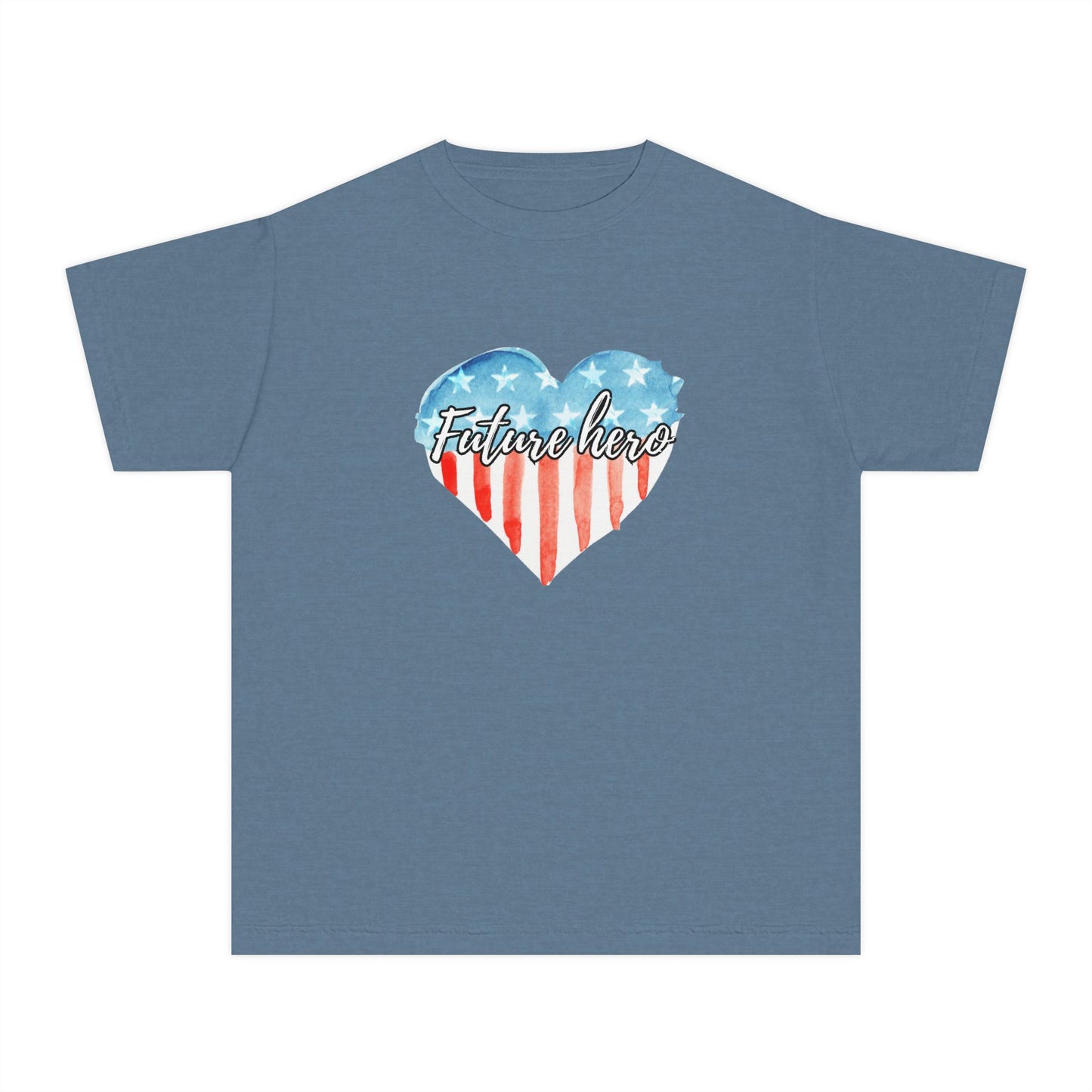 Future Hero Youth Midweight T-Shirt for Kids, Patriotic Heart Design, Independence Day Gift, Summer Activewear, American [...]